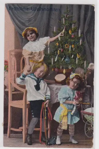 34463 AK Fröhliche Weihnachten - Kinder schmücken Weihnachtsbaum 1915
