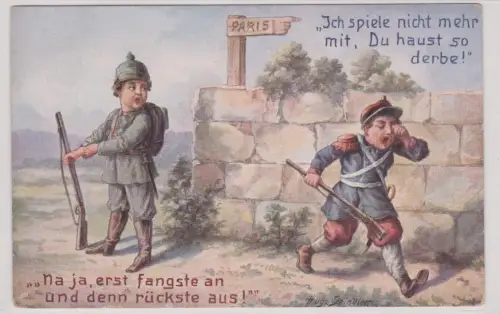 909449 AK Ich spiele nicht mehr mit, Du haust so derbe! Frankreich Deutschland
