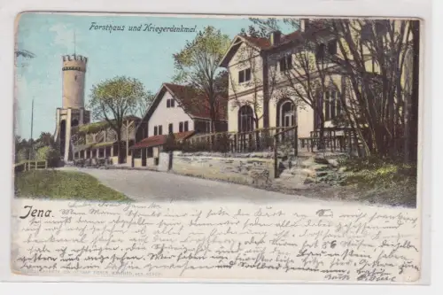 909592 Ak Jena Forsthaus und Kriegerdenkmal 1904