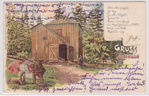 909698 Ak Lithographie Gruß aus Ilmenau Goethehäuschen 1905