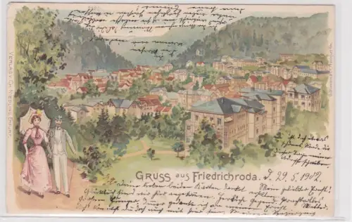 909584 Ak Lithographie Gruß aus Friedrichroda Totalansicht 1902