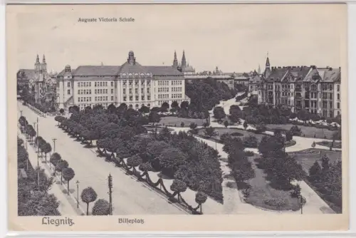 908736 Ak Liegnitz Legnica Niederschlesien Bilseplatz Auguste Victoria Schule