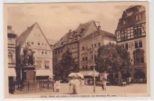 904559 AK Jena. Markt mit Johann-Friedrich-Denkmal und Weinhaus Alt-Jena. 1912