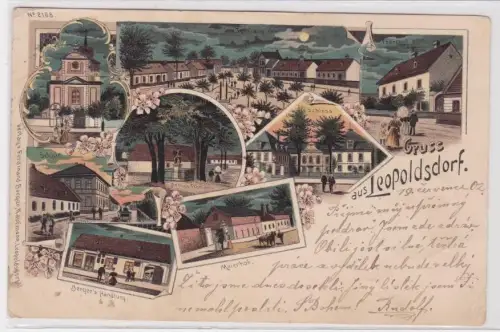 909510 Ak Lithographie Gruß aus Leopoldsdorf bei Wien Meierhof usw. 1902