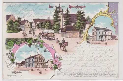 907783 Ak Lithographie Gruß aus Grossdalzig alter Gasthof usw. 1899