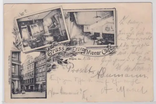 905304 Mehrbild Ak Gruß aus dem ersten Wiener Café Torgau 1900