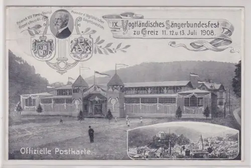 908766 Mehrbild Ak IX.Vogtländisches Sängerbundesfest zu Greiz 1908