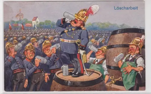 909079 Bier Humor Ak Löscharbeit um 1925