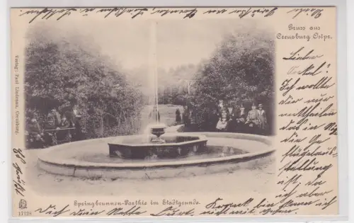 908980 Ak Gruß aus Kreuzburg i. Ostpreußen Kluczbork Springbrunnen 1905