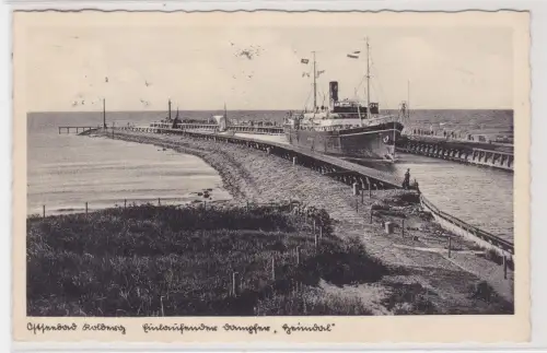 908749 Ak Ostseebad Kolberg Kołobrzeg einlaufender Dampfer "Heimdal" 1937