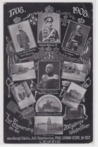 910348 Ak Leipzig Jubelfeier Infanterie Regiment 107 Prinz Johann Georg 1908