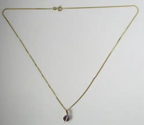 hübsche Kette 333er Gold mit Amethyst Anhänger aus 375er Gold (163599)