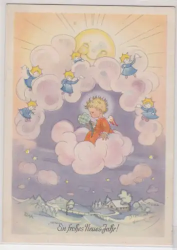905428 Kunstbildpostkarte Charlotte Baron-Raa - Ein frohes neues Jahr! EBD 3009