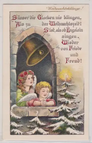 66569 Künstler AK Weihnachtsklänge! 2 Engel beten am Weihnachtsbaum 1940