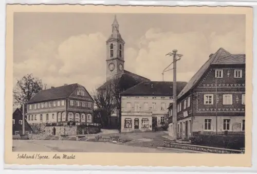 908890 Ak Am Markt. Sohland / Spree . um 1930