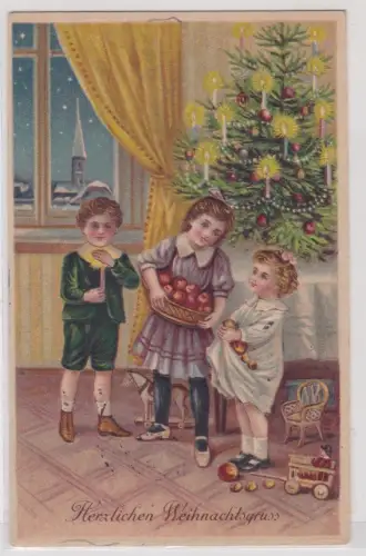 44827 Künstler AK Herzlichen Weihnachtsgruss 1925 - GGKN 500 Kinder vor Baum
