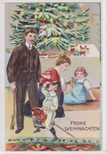 44878 AK Frohe Weihnachten, Junge mit Pickelhaube vor Weihnachtsbaum 1906