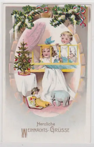 901644 Künstler AK Herzliche Weihnachts-Grüsse, Kind in Weihnachtskugel