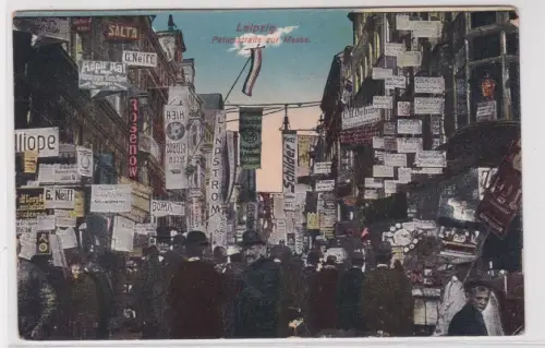 909745 Ak Leipzig. Petersstraße zur Messe. 1921