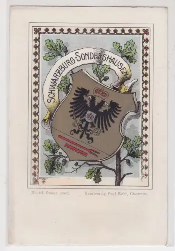 909370 Wappen AK Schwarzburg-Sondershausen, Verlag Paul Kohl Chemnitz No. 44