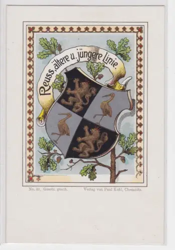 83416 Wappen AK Reuss ältere u. jüngere Linie, Verlag Paul Kohl Chemnitz No. 41