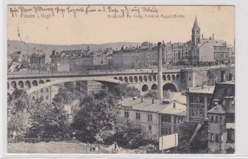 85972 AK Plauen im Vogtland - Blick über die König Friedrich August-Brücke 1916