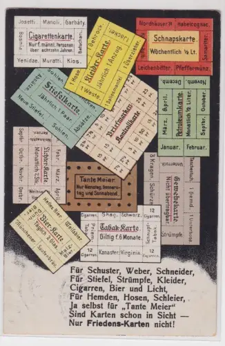 90999 Künstler Ak Lebensmittelkarten und Bezugsscheine im 1. Weltkrieg 1916