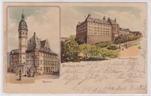 74025 AK Altenburg S.-A. - Rathaus, Schloss mit Auffahrt 1899