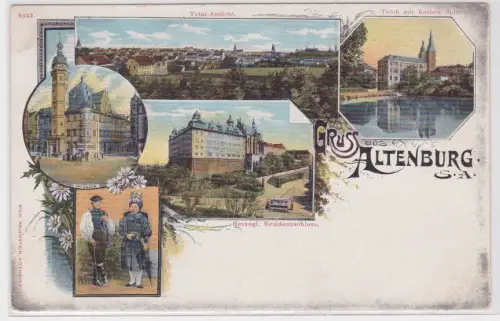 18229 AK Gruss aus Altenburg - Teich, Residenzschloss, Rathaus, Rothe Spitzen