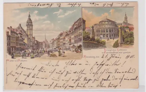 68943 AK Altenburg - Markt, Herzogliches Hoftheater v.d. Schlossauffahrt 1909