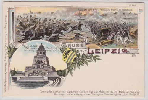 910380 Ak Gruss aus Leipzig - Völkerschlacht Schlachtenszene Verlag Bruno Bürger