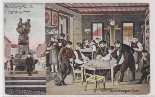 65755 AK Gruss aus Altenburg - Scatbrunnen, Altenburger Scat 1909