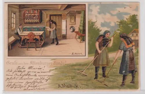 92290 AK Gruss aus dem Altenburger Lande! Bauerntrachten 1901