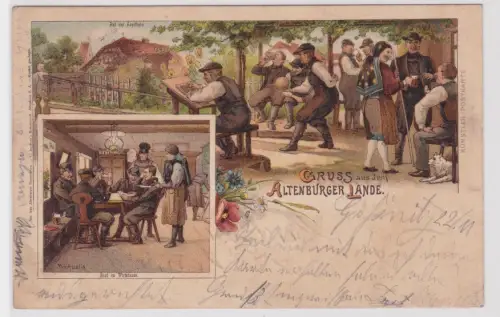 45406 AK Gruss aus dem Altenburger Lande - Auf der Kegelbahn 1899