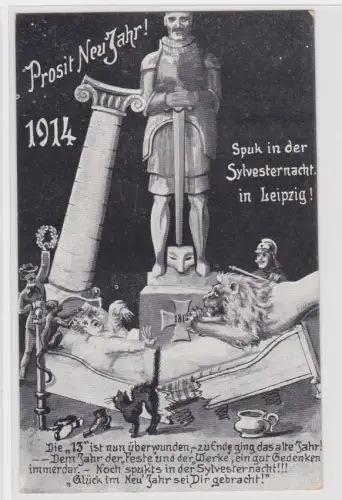 909744 Ak Spuk in der Sylvesternacht in Leipzig.Prosit Neu Jahr 1914. 1913