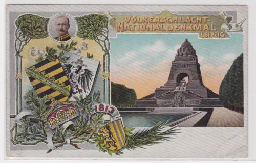908324 Ak Lithografie Leipzig Völkerschlachtdenkmal mit Wappen 1907