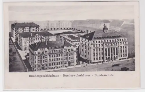 909757 Ak Bundesgeschäftshaus-Bundeswohnhäuser-Bundesschule. Leipzig. 1926