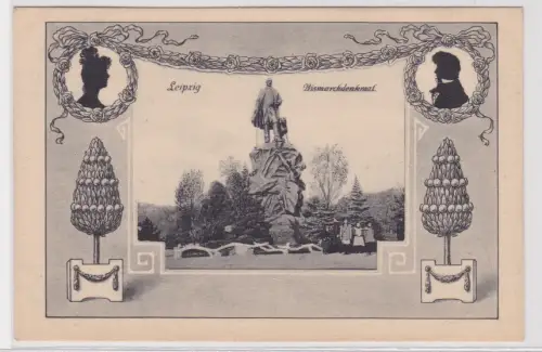 97718 Jugendstil Ak Leipzig Bismarckdenkmal 1909