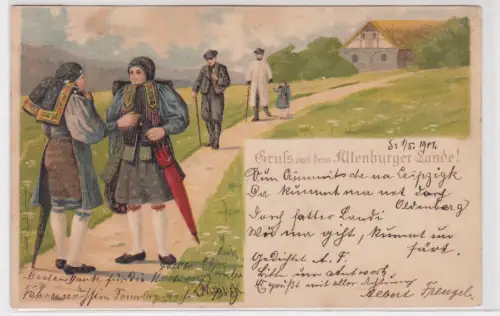 56900 Ak Gruss aus dem Altenburger Lande! Bauerntrachten 1901