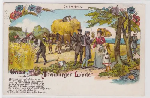 32103 Ak Gruss aus dem Altenburger Lande - In der Ernte, Louis Henk's No. 99