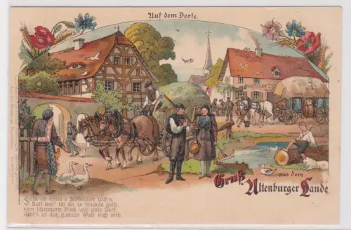21301 Ak Gruss aus dem Altenburger Lande - Auf dem Dorfe, Dorfleben um 1900