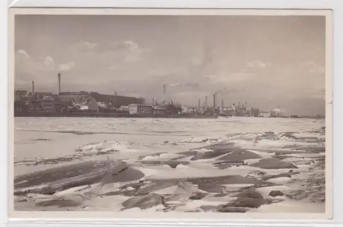 62752 Foto Ak Frankfurt Oder Industrieviertel mit vereister Oder 1933