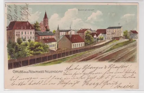 910719 Ak Lithographie Gruß aus Nowawes Neuendorf Totalansicht 1901