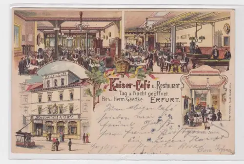 09958 Ak Lithographie Erfurt Kaiser Café und Restaurant 1900