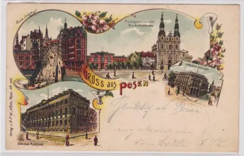 910031 Ak Lithographie Gruß aus Posen Landeshauptmannschaft usw. 1905