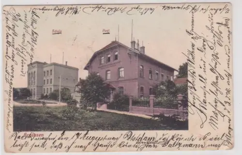 68413 Ak Greussen Schule und Post 1906
