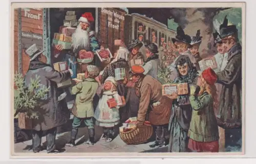 99015 Fröhliche Weihnacht Feldpost Ak Der feldgraue Weihnachtsmann 1916 