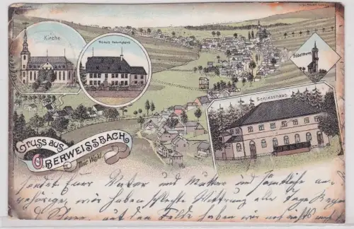 910423 Ak Lithographie Gruß aus Oberweissbach Thüringer Wald 1902
