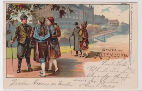 37674 Künstler Ak Altenburg Bruno Bürger No. 2237 Trachten vor dem Schloss 1901