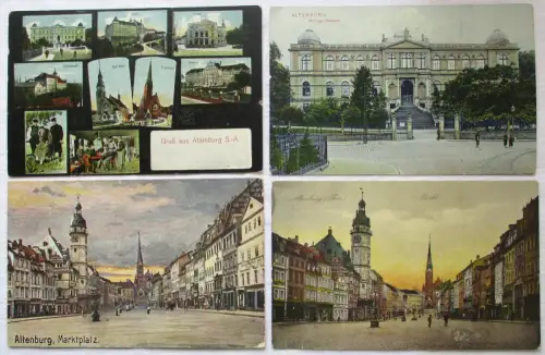37735 / 4 Ak Altenburg - Marktplatz Museum Trachten Schloss usw. um 1915